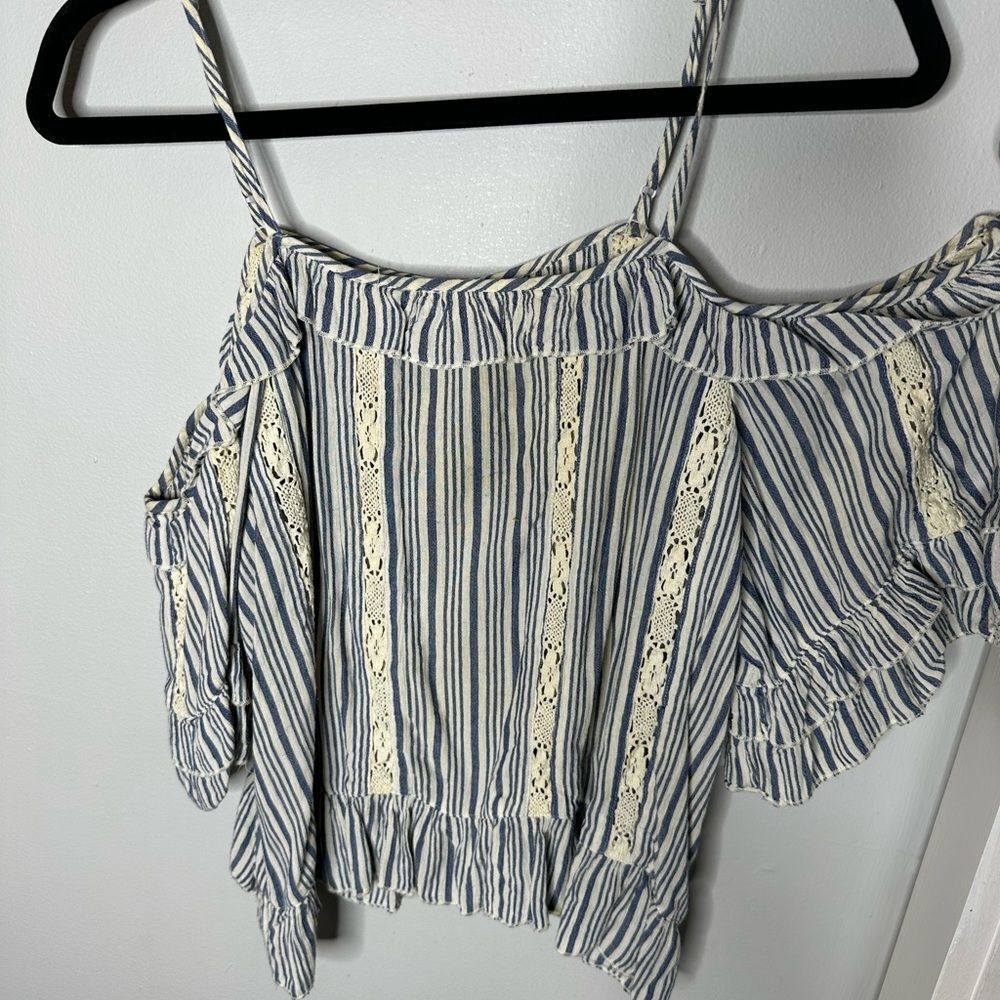 American Eagle off the shoulder stripped shirt